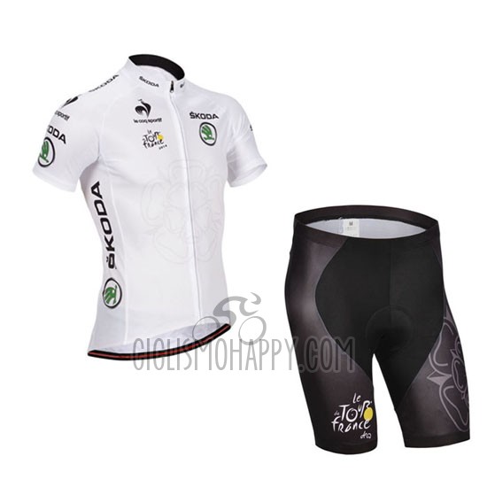 Tour de France Cycling Jersey Bib Short 2014 Men Short Sleeve White